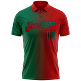 Custom Red Kelly Green-Black 3D Gradient Fashion Performance Polo Shirt