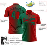 Custom Red Kelly Green-Black 3D Gradient Fashion Performance Polo Shirt
