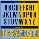 Custom Light Blue Yellow-Navy 3D Gradient Fashion Performance Polo Shirt