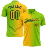 Custom Neon Green Yellow-Black 3D Gradient Fashion Performance Polo Shirt