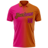 Custom Texas Orange Hot Pink-Black 3D Gradient Fashion Performance Polo Shirt