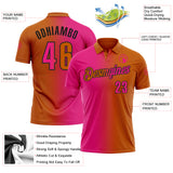 Custom Texas Orange Hot Pink-Black 3D Gradient Fashion Performance Polo Shirt