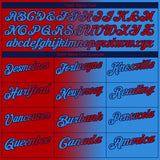 Custom Powder Blue Red-Navy 3D Gradient Fashion Performance Polo Shirt