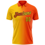 Custom Orange Yellow-Black 3D Gradient Fashion Performance Polo Shirt