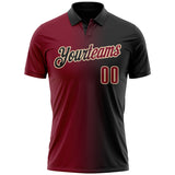 Custom Black Crimson-City Cream 3D Gradient Fashion Performance Polo Shirt