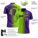 Custom Purple Neon Green-Black 3D Gradient Fashion Performance Polo Shirt
