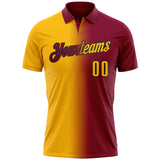 Custom Maroon Gold-Black 3D Gradient Fashion Performance Polo Shirt