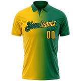 Custom Kelly Green Yellow-Black 3D Gradient Fashion Performance Polo Shirt