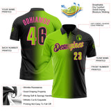 Custom Black Neon Green-Pink 3D Gradient Fashion Performance Polo Shirt