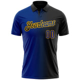 Custom Black Royal-Gold 3D Gradient Fashion Performance Polo Shirt