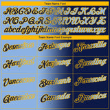 Custom Navy Light Blue-Gold 3D Gradient Fashion Performance Polo Shirt