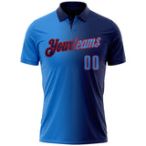 Custom Navy Powder Blue-Red 3D Gradient Fashion Performance Polo Shirt