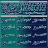 Custom Navy Teal-Gray 3D Gradient Fashion Performance Polo Shirt