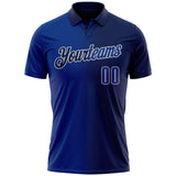 Custom Navy Royal-Gray 3D Gradient Fashion Performance Polo Shirt