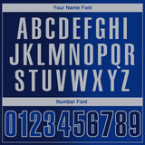 Custom Navy Royal-Gray 3D Gradient Fashion Performance Polo Shirt