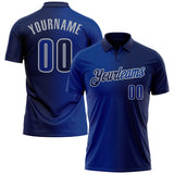 Custom Navy Royal-Gray 3D Gradient Fashion Performance Polo Shirt