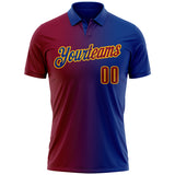 Custom Royal Maroon-Gold 3D Gradient Fashion Performance Polo Shirt