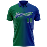 Custom Royal Kelly Green-Gray 3D Gradient Fashion Performance Polo Shirt
