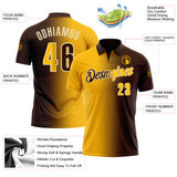 Custom Brown Gold-Cream 3D Gradient Fashion Performance Polo Shirt