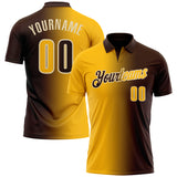 Custom Brown Gold-Cream 3D Gradient Fashion Performance Polo Shirt