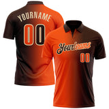 Custom Brown Orange-Cream 3D Gradient Fashion Performance Polo Shirt