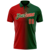 Custom Green Red-Cream 3D Gradient Fashion Performance Polo Shirt