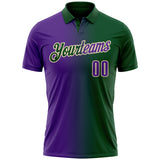 Custom Green Purple-Cream 3D Gradient Fashion Performance Polo Shirt