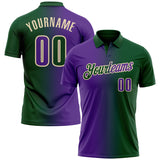 Custom Green Purple-Cream 3D Gradient Fashion Performance Polo Shirt