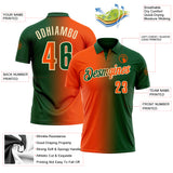 Custom Green Orange-Cream 3D Gradient Fashion Performance Polo Shirt