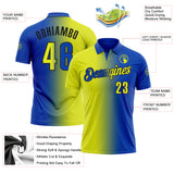 Custom Thunder Blue Neon Yellow-Black 3D Gradient Fashion Performance Polo Shirt