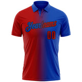 Custom Thunder Blue Red-Black 3D Gradient Fashion Performance Polo Shirt