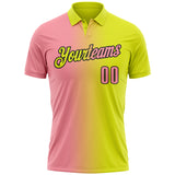 Custom Neon Yellow Medium Pink-Black 3D Gradient Fashion Performance Polo Shirt