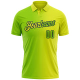 Custom Neon Yellow Neon Green-Navy 3D Gradient Fashion Performance Polo Shirt