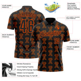 Custom Black Orange 3D Pattern Design Orange Ribbon Kidney Cancer Awareness Performance Polo Shirt