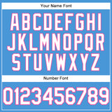 Custom Powder Blue White-Pink Performance T-Shirt