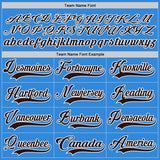 Custom Sky Blue Brown-White Hockey Lace Neck Jersey