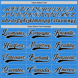 Custom Sky Blue Black-White Hockey Lace Neck Jersey