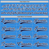 Custom Sky Blue Navy-White Hockey Lace Neck Jersey