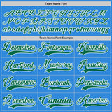 Custom Sky Blue Kelly Green-White Hockey Lace Neck Jersey