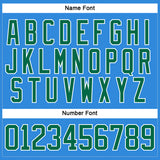 Custom Sky Blue Kelly Green-White Hockey Lace Neck Jersey