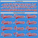 Custom Sky Blue Red-White Hockey Lace Neck Jersey