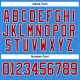 Custom Sky Blue Red-White Hockey Lace Neck Jersey