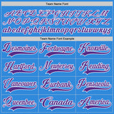 Custom Sky Blue Purple-White Hockey Lace Neck Jersey