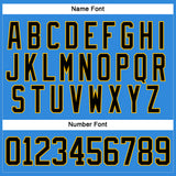 Custom Sky Blue Black-Gold Hockey Lace Neck Jersey
