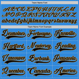 Custom Sky Blue Black-Old Gold Hockey Lace Neck Jersey