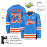 Custom Powder Blue Orange-White Hockey Jersey