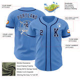 Custom Powder Blue Navy-White Authentic Baseball Jersey