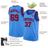 Custom Powder Blue Red-Royal Authentic Basketball Jersey