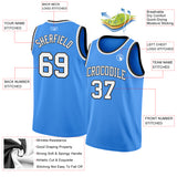 Custom Powder Blue White-Black Authentic Basketball Jersey