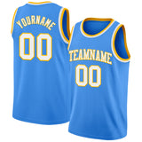 Custom Powder Blue White-Gold Authentic Basketball Jersey